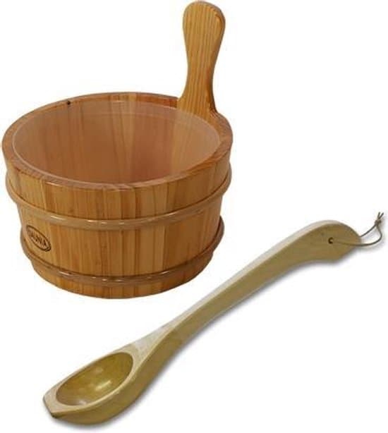 Sauna-emmer met lepel (Saunia, vurenhout, 4 l)